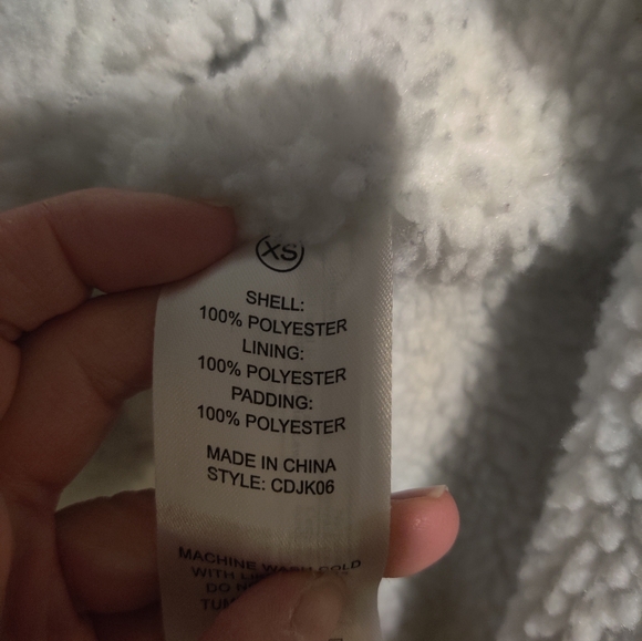 NWOT, XS, corduroy bomber jacket w/ polyester & faux sherling lining, cream/tan - Picture 5 of 5